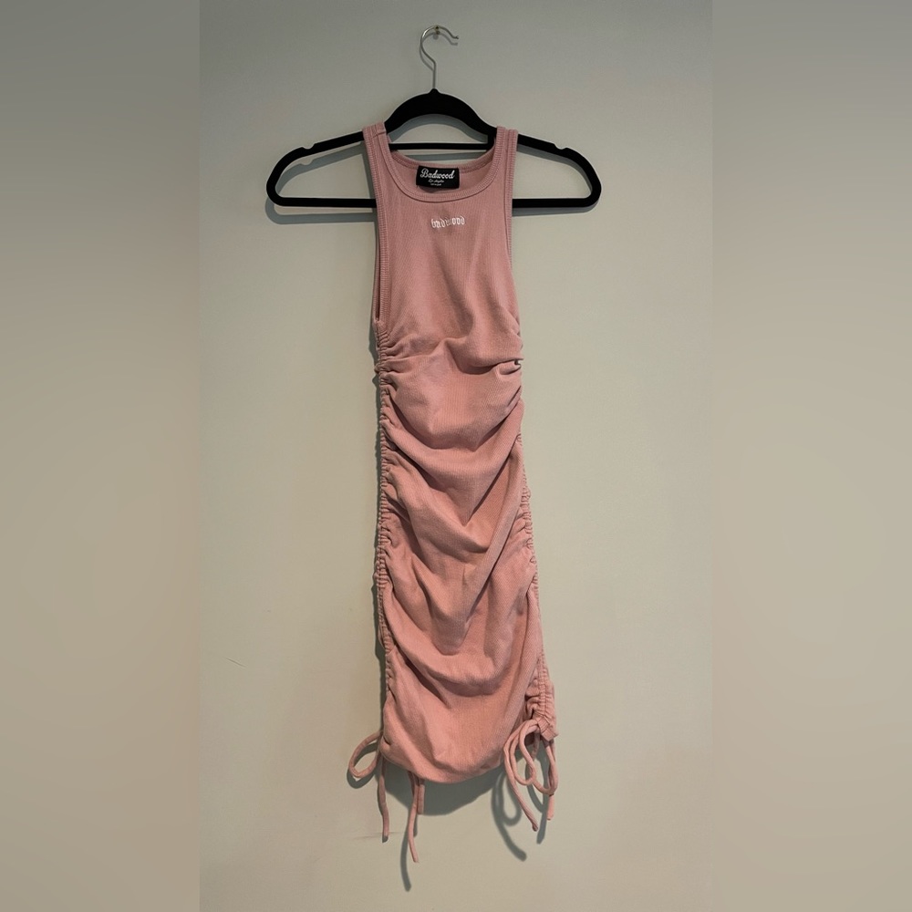 BADWOOD drawstring light pink dress